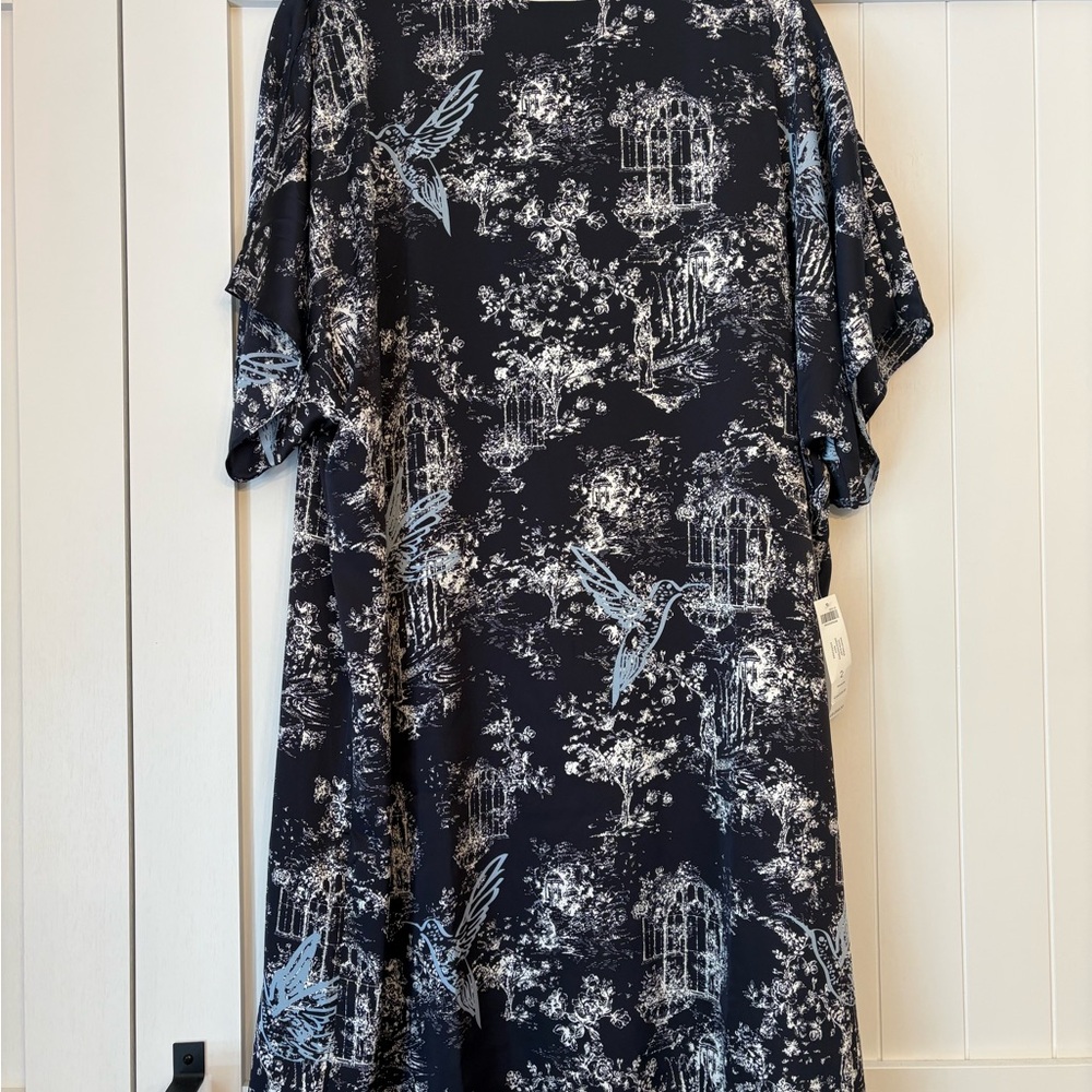 Chico's Navy Light Blue White Dress GORG US 12-14 / Chico’s 2 Birdcage NWT